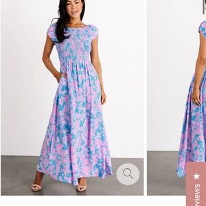 Floral Blue and Pink Maxi Dress